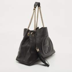 Gucci Black Leather Medium Chain Soho Shoulder Bag