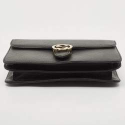 Pre Owned Gucci Black Leather Interlocking G Shoulder Bag