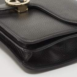 Pre Owned Gucci Black Leather Interlocking G Shoulder Bag