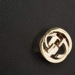 Pre Owned Gucci Black Leather Interlocking G Shoulder Bag