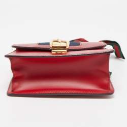 Pre Owned Gucci Black Leather Mini Web Chain Sylvie Crossbody Bag