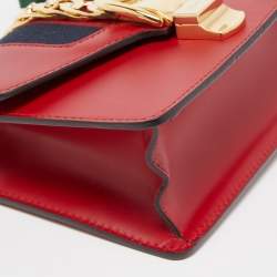 Pre Owned Gucci Black Leather Mini Web Chain Sylvie Crossbody Bag