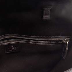 Pre Owned Gucci Dark Brown Micro Diamante Leather Business Top Handle Bag