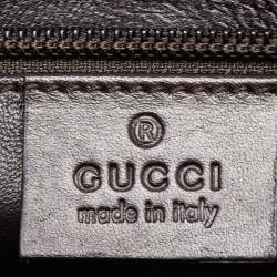 Pre Owned Gucci Dark Brown Micro Diamante Leather Business Top Handle Bag
