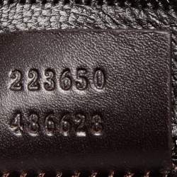 Pre Owned Gucci Dark Brown Micro Diamante Leather Business Top Handle Bag