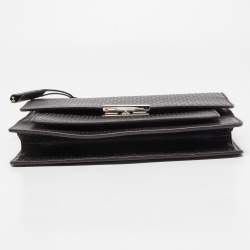 Pre Owned Gucci Dark Brown Micro Diamante Leather Business Top Handle Bag