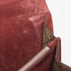 Pre Owned Gucci Old Rose/Beige GG Supreme Canvas and Suede Small Blooms Dionysus Shoulder Bag
