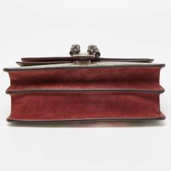 Pre Owned Gucci Old Rose/Beige GG Supreme Canvas and Suede Small Blooms Dionysus Shoulder Bag