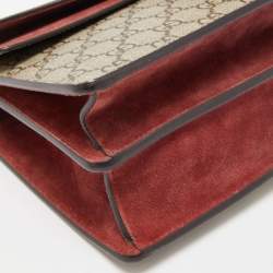 Pre Owned Gucci Old Rose/Beige GG Supreme Canvas and Suede Small Blooms Dionysus Shoulder Bag