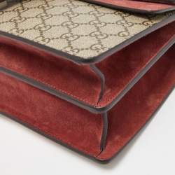 Pre Owned Gucci Old Rose/Beige GG Supreme Canvas and Suede Small Blooms Dionysus Shoulder Bag