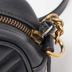 Pre Owned Gucci Black Matelasse Leather Mini GG Marmont Crossbody Bag