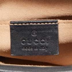 Pre Owned Gucci Black Matelasse Leather Mini GG Marmont Crossbody Bag