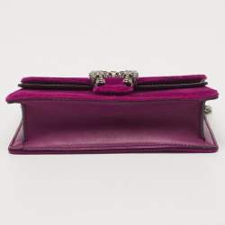 Pre Owned Gucci Purple Velvet And Leather Super Mini Dionysus Shoulder Bag