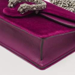Pre Owned Gucci Purple Velvet And Leather Super Mini Dionysus Shoulder Bag