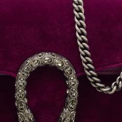 Pre Owned Gucci Purple Velvet And Leather Super Mini Dionysus Shoulder Bag