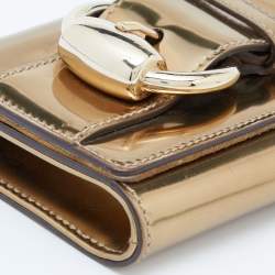 Pre Owned Gucci Gold Patent Leather Romy Clutch