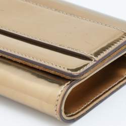 Pre Owned Gucci Gold Patent Leather Romy Clutch