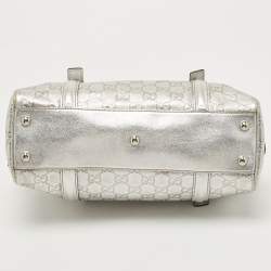 Pre Owned Gucci Silver Guccissima Leather Britt Boston Bag