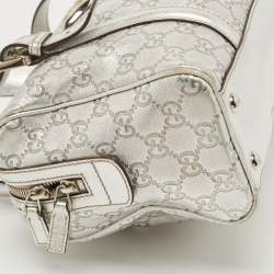 Pre Owned Gucci Silver Guccissima Leather Britt Boston Bag