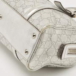 Pre Owned Gucci Silver Guccissima Leather Britt Boston Bag