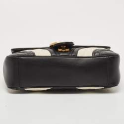 Gucci Black/White Matelassé Leather Small GG Marmont Shoulder Bag