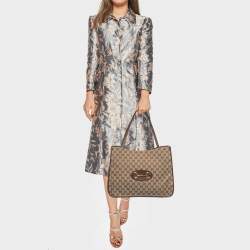 Pre Owned Gucci Brown/Beige GG Canvas and Leather Horsebit 1955 Tote