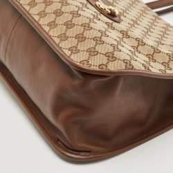 Pre Owned Gucci Brown/Beige GG Canvas and Leather Horsebit 1955 Tote