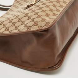 Pre Owned Gucci Brown/Beige GG Canvas and Leather Horsebit 1955 Tote