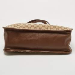Pre Owned Gucci Brown/Beige GG Canvas and Leather Horsebit 1955 Tote