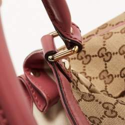 Pre Owned Gucci Beige/Pink GG Canvas and Leather Medium Sukey Tote