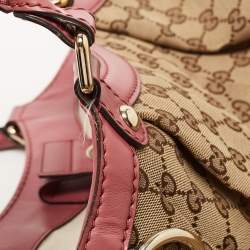Pre Owned Gucci Beige/Pink GG Canvas and Leather Medium Sukey Tote