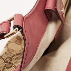 Pre Owned Gucci Beige/Pink GG Canvas and Leather Medium Sukey Tote