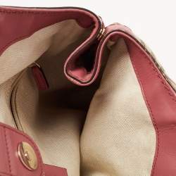 Pre Owned Gucci Beige/Pink GG Canvas and Leather Medium Sukey Tote