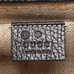 Pre Owned Gucci Black Leather Dollar Interlocking G Crossbody Bag