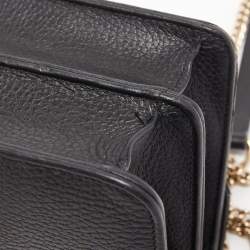 Pre Owned Gucci Black Leather Dollar Interlocking G Crossbody Bag