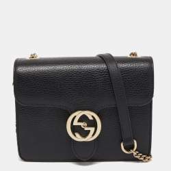 Gucci Black Leather Medium Interlocking G Shoulder Bag Gucci | The Luxury  Closet