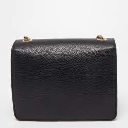 Pre Owned Gucci Black Leather Dollar Interlocking G Crossbody Bag