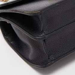 Pre Owned Gucci Black Leather Dollar Interlocking G Crossbody Bag