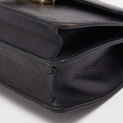 Pre Owned Gucci Black Leather Dollar Interlocking G Crossbody Bag