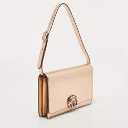 Gucci Rose Gold Leather Crystals Broadway Clutch Bag