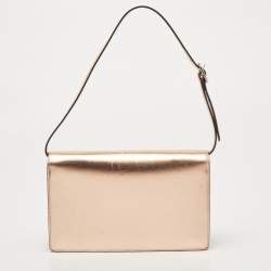 Gucci Rose Gold Leather Crystals Broadway Clutch Bag