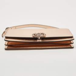 Gucci Rose Gold Leather Crystals Broadway Clutch Bag