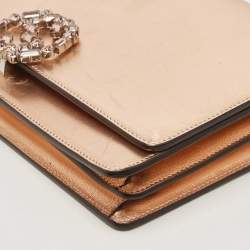 Gucci Rose Gold Leather Crystals Broadway Clutch Bag