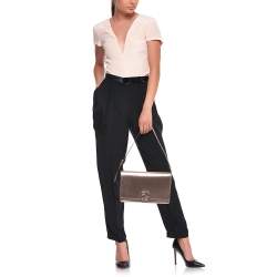 Gucci Rose Gold Leather Crystals Broadway Clutch Bag
