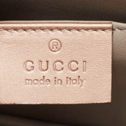 Gucci Rose Gold Leather Crystals Broadway Clutch Bag