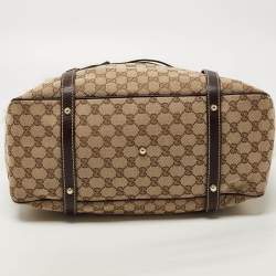 مملوكة مسبقًا Gucci Beige/Brown GG Canvas, Leather and Fox Fur Royal Tote