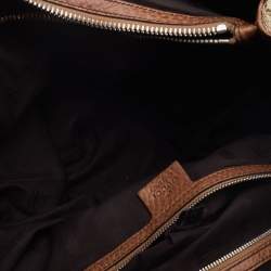 Pre Owned Gucci Beige/Brown GG Canvas and Leather Medium Bamboo Bar Tote