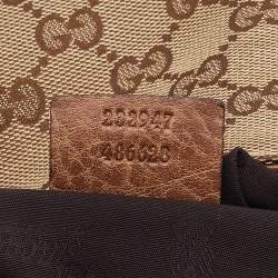 Pre Owned Gucci Beige/Brown GG Canvas and Leather Medium Bamboo Bar Tote
