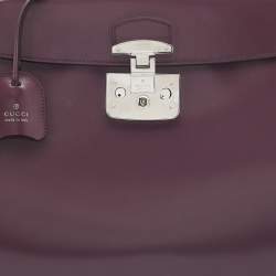 Pre Owned Gucci Old Rose Patent Leather Lady Lock Bamboo Large Top Handle Bag