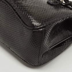 Pre Owned Gucci Black Python Lady Lock Satchel